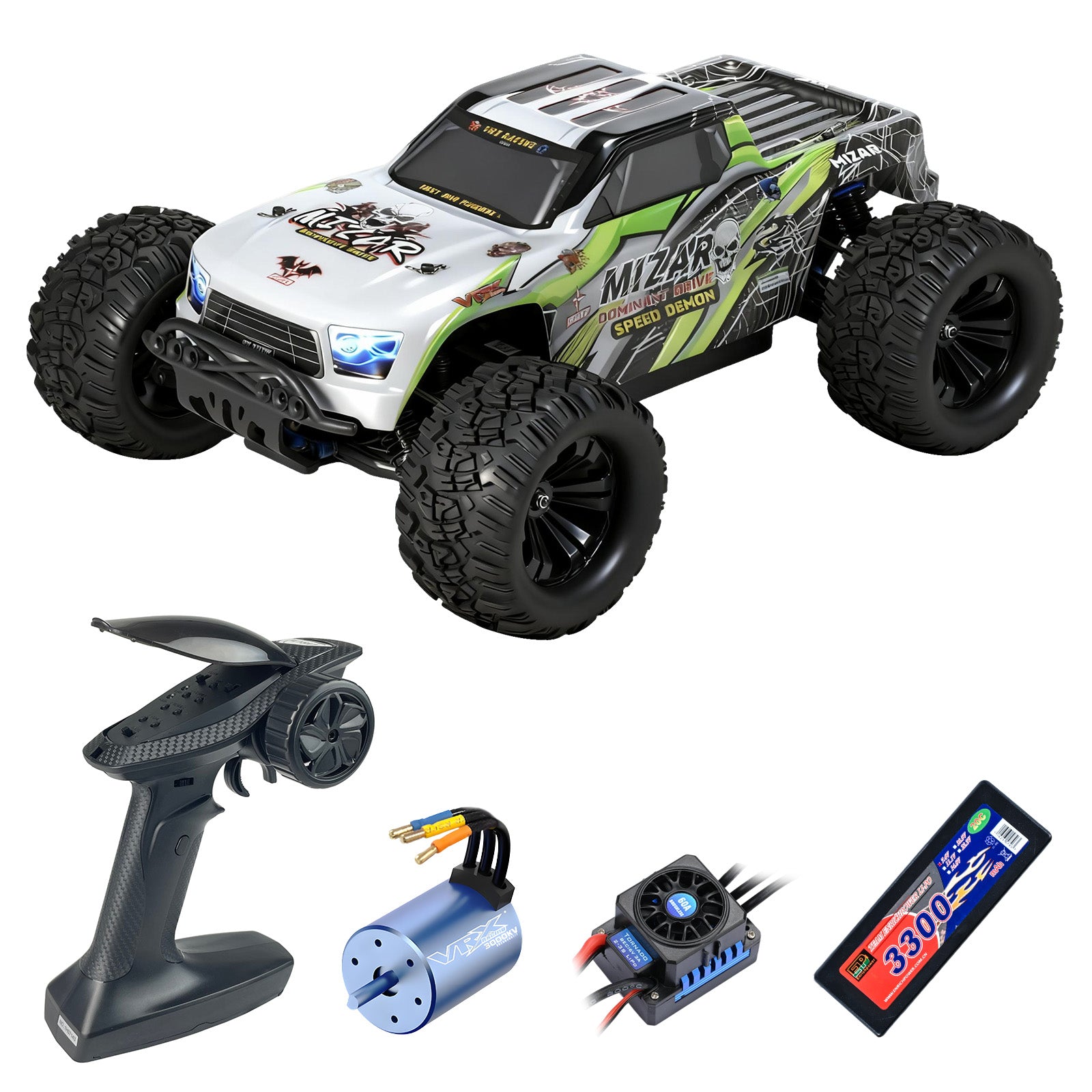 MIZAR 1/10 Scale 4WD Off-road Electric RC Truck 2.4G Brushless High Speed RTR #RH1072