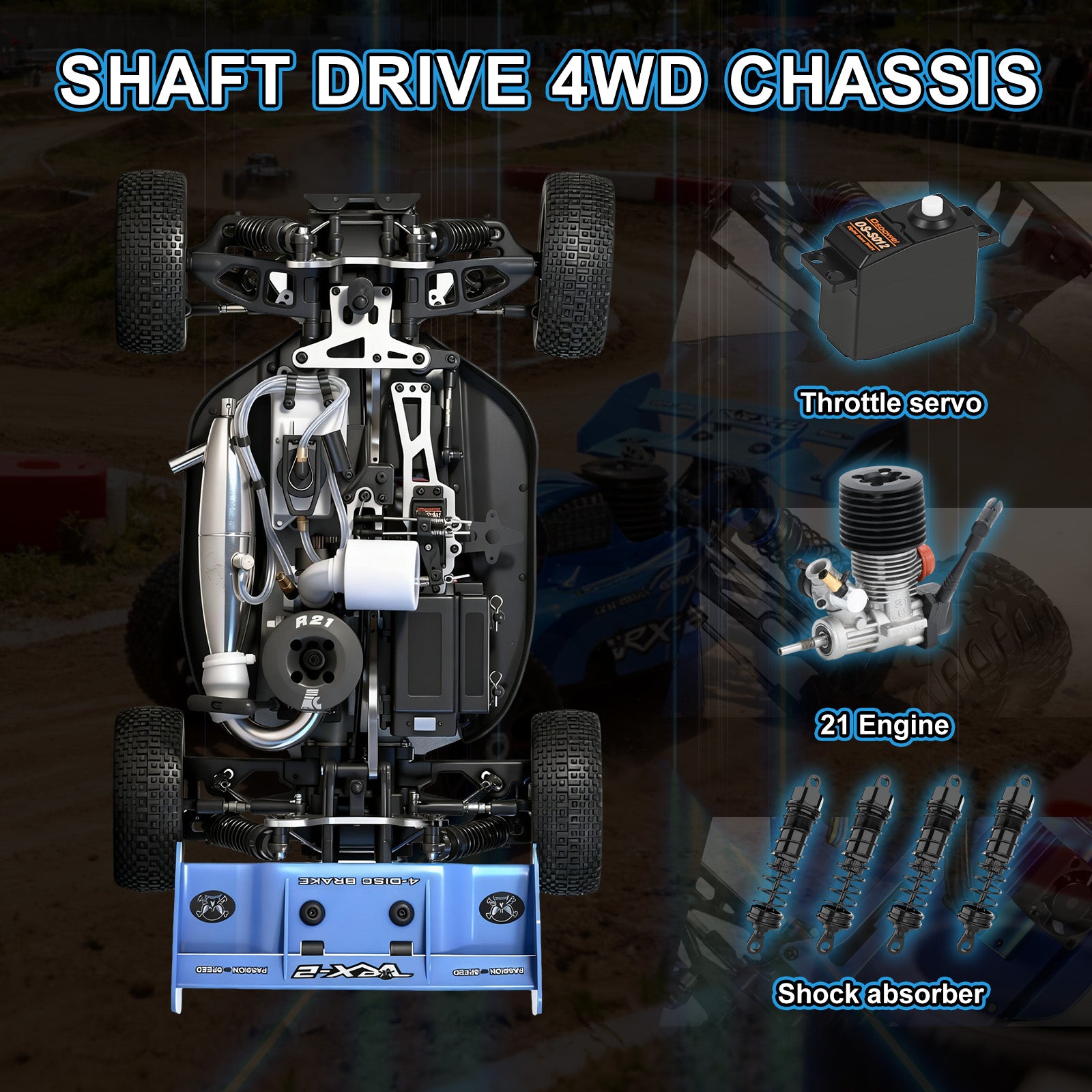 VRX-2 VRX RACING 1:8 Scale 4WD off road Nitro Powered RC Buggy #RH802