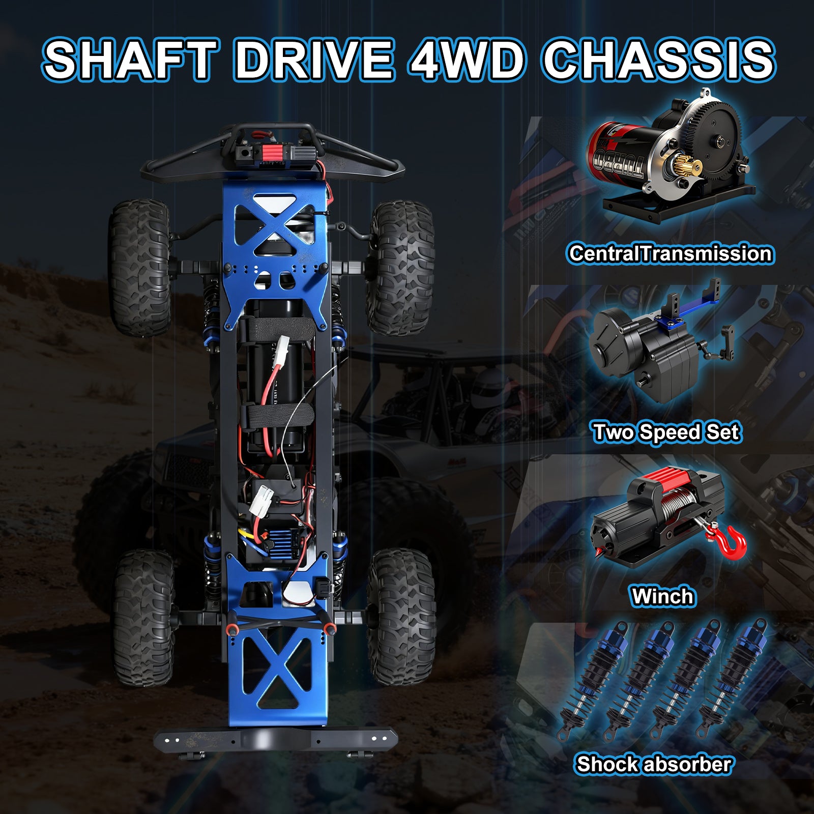 BF-4J Two Speed ββ1/10 Scale 4WD Off-road Electric RC Crawler 2.4G 5CH 3-in-1 Trail RC RTR #RH1055