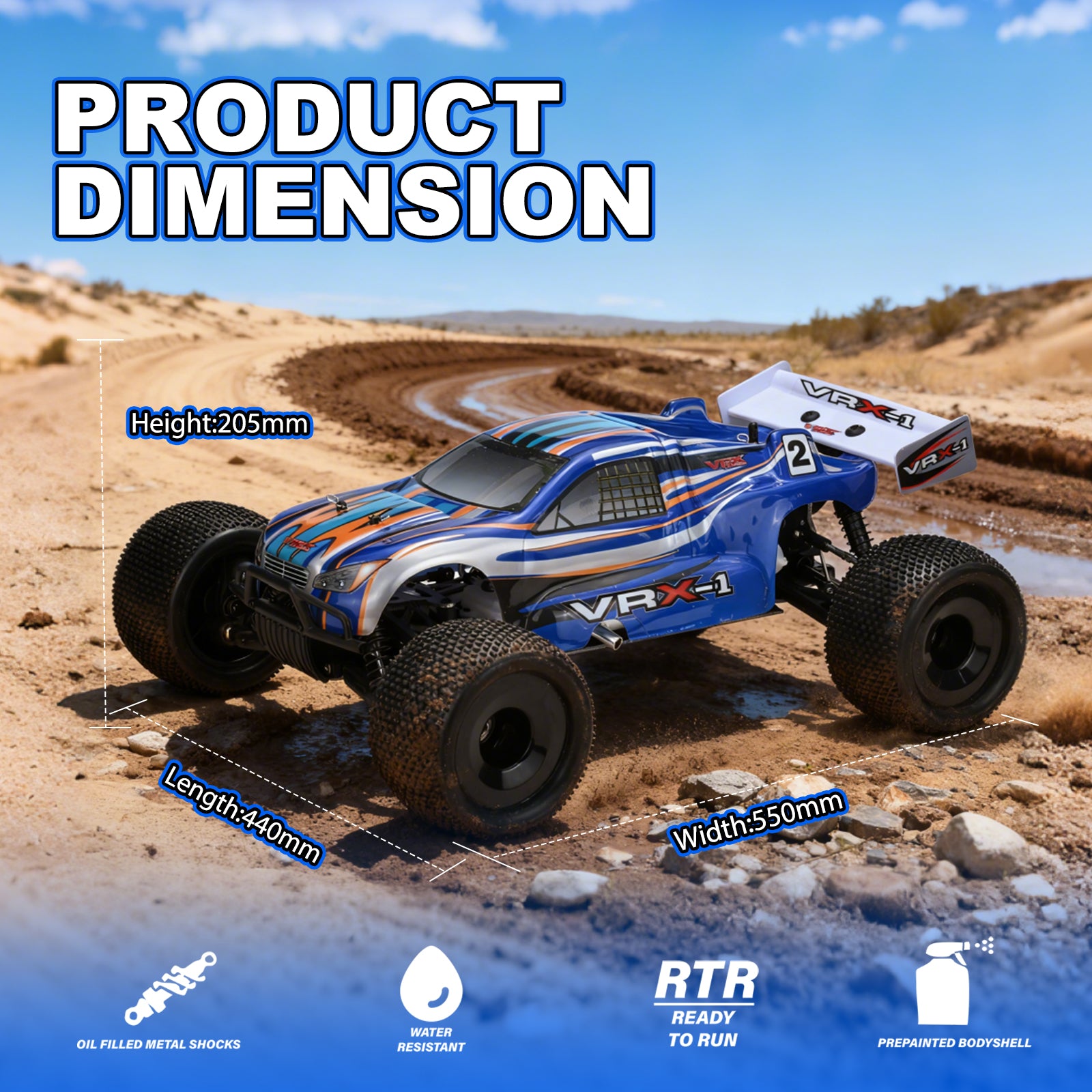 VRX-1 1:8 Scale 4WD off road Nitro Powered RC Truggy #RH801
