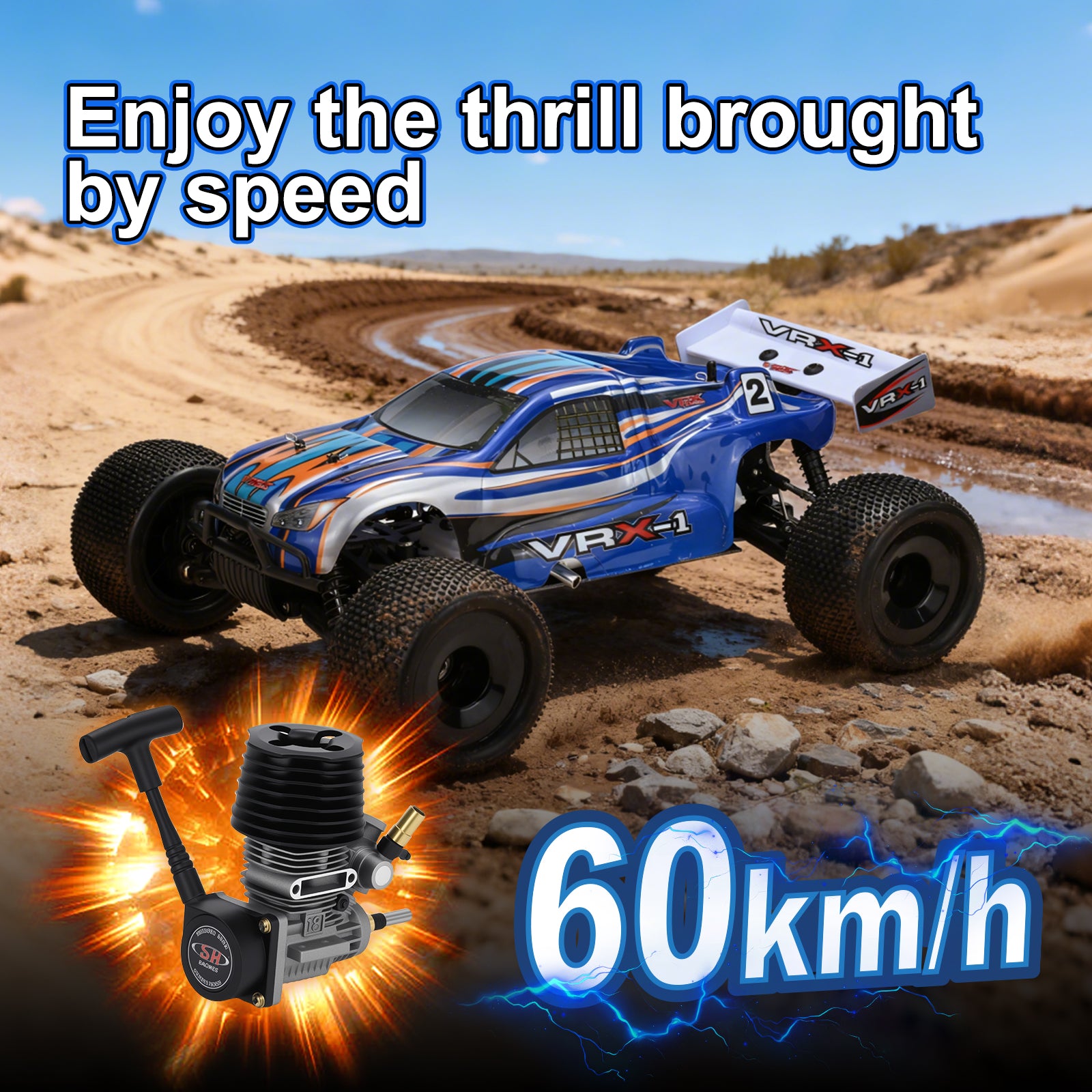 VRX-1 1:8 Scale 4WD off road Nitro Powered RC Truggy #RH801