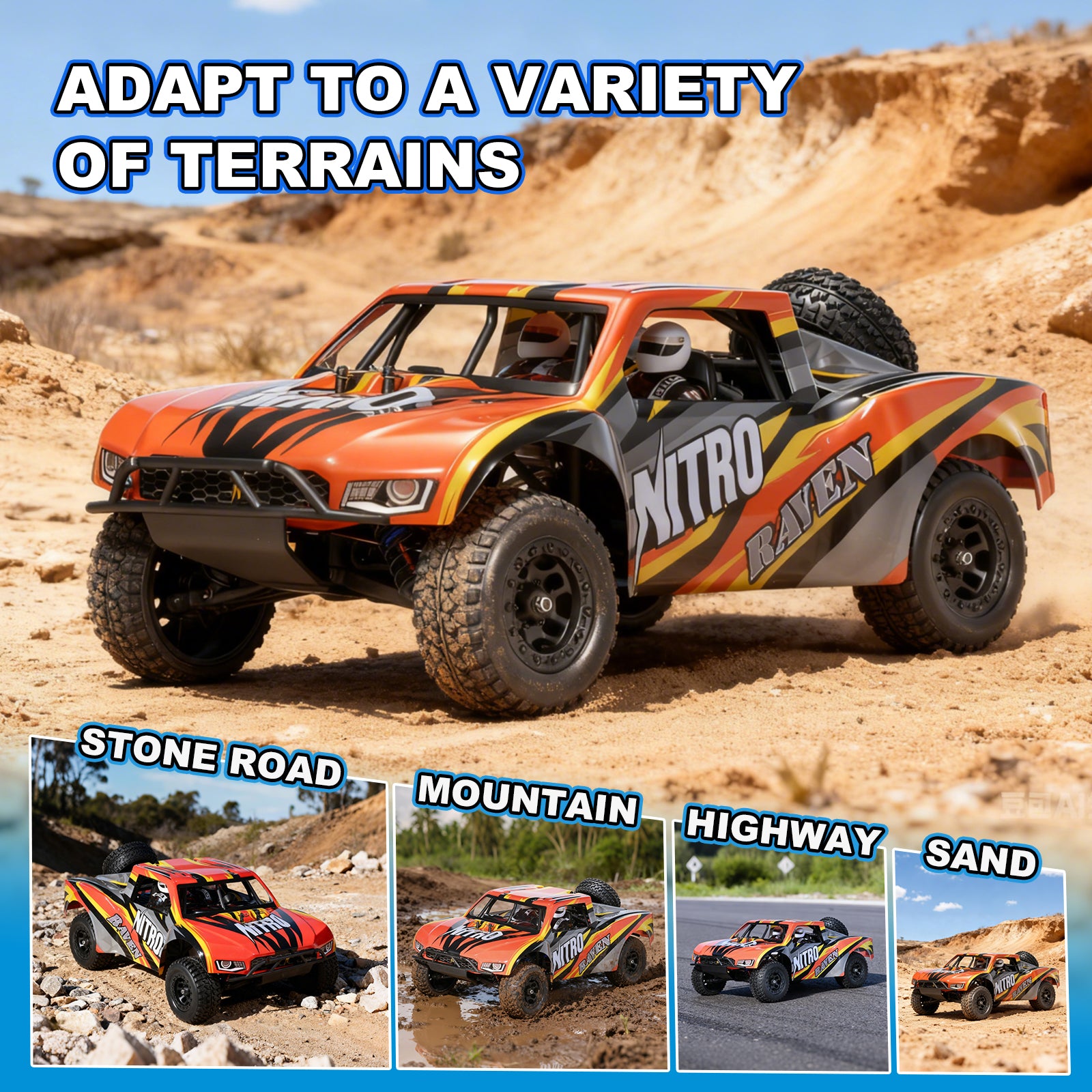 Nitro VRX RACING 1:10 Scale 4WD Off road Nitro Powered Short Course Truck RC Car #RH1008