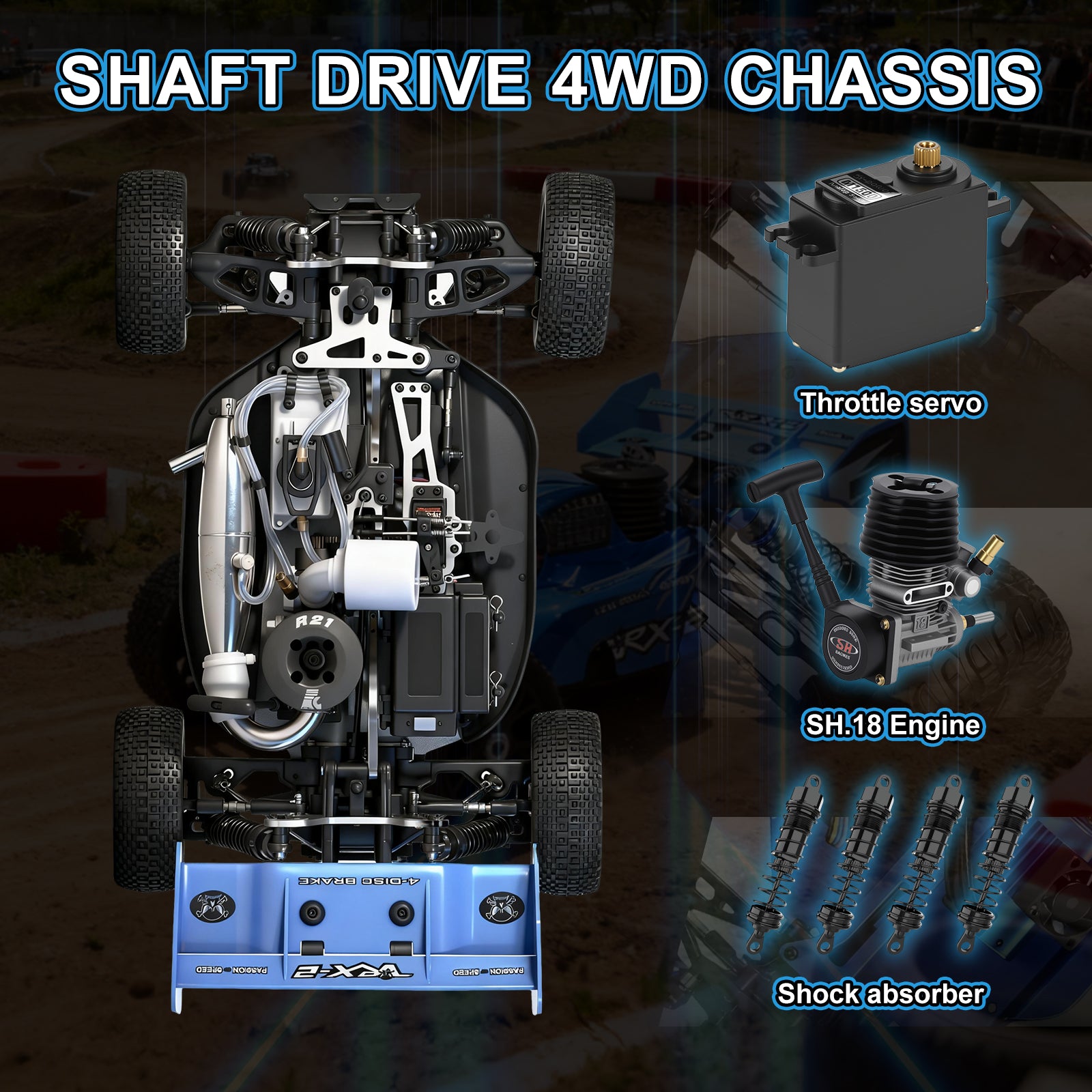 VRX-2 VRX RACING 1:8 Scale 4WD off road Nitro Powered RC Buggy #RH802