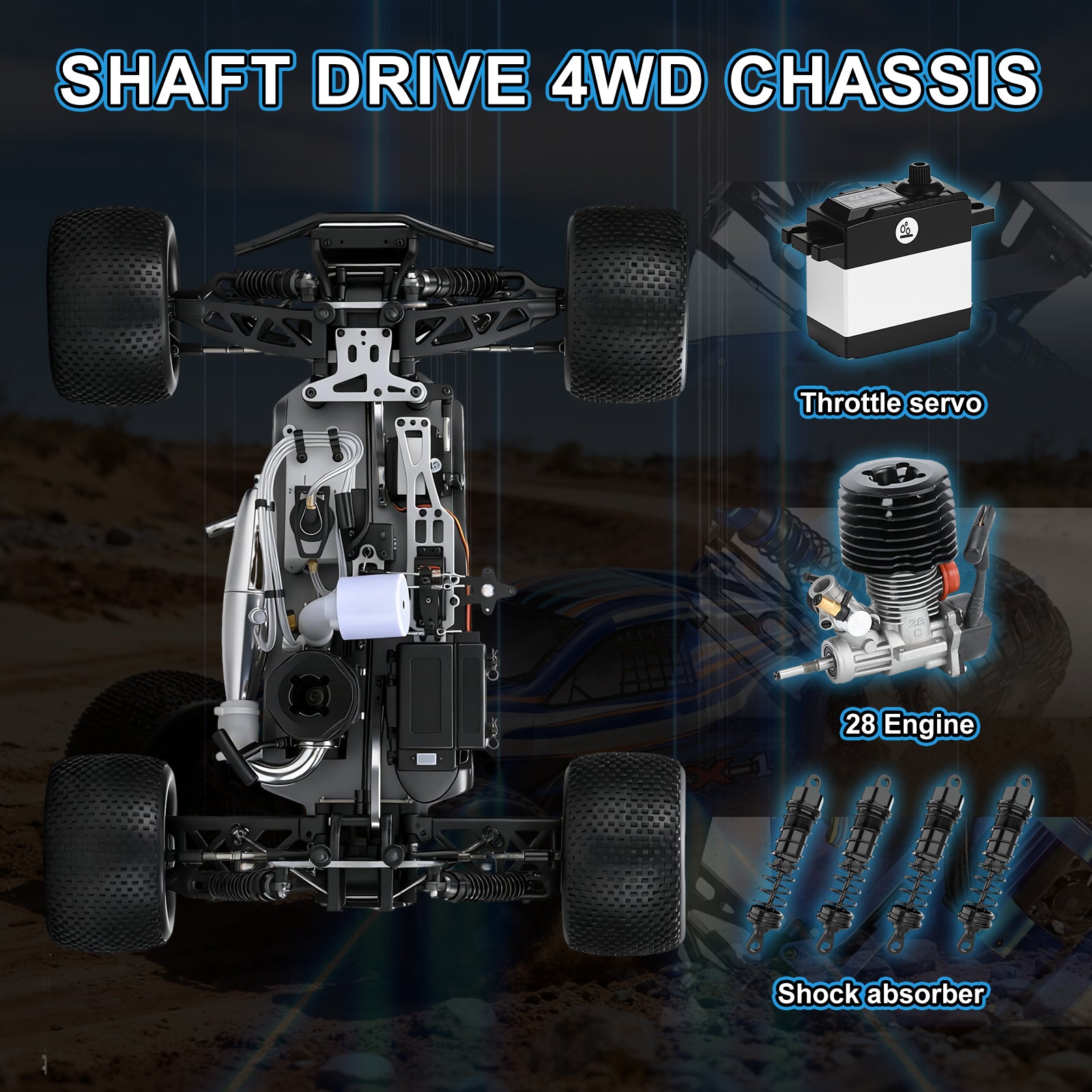 VRX-1 1:8 Scale 4WD off road Nitro Powered RC Truggy #RH801