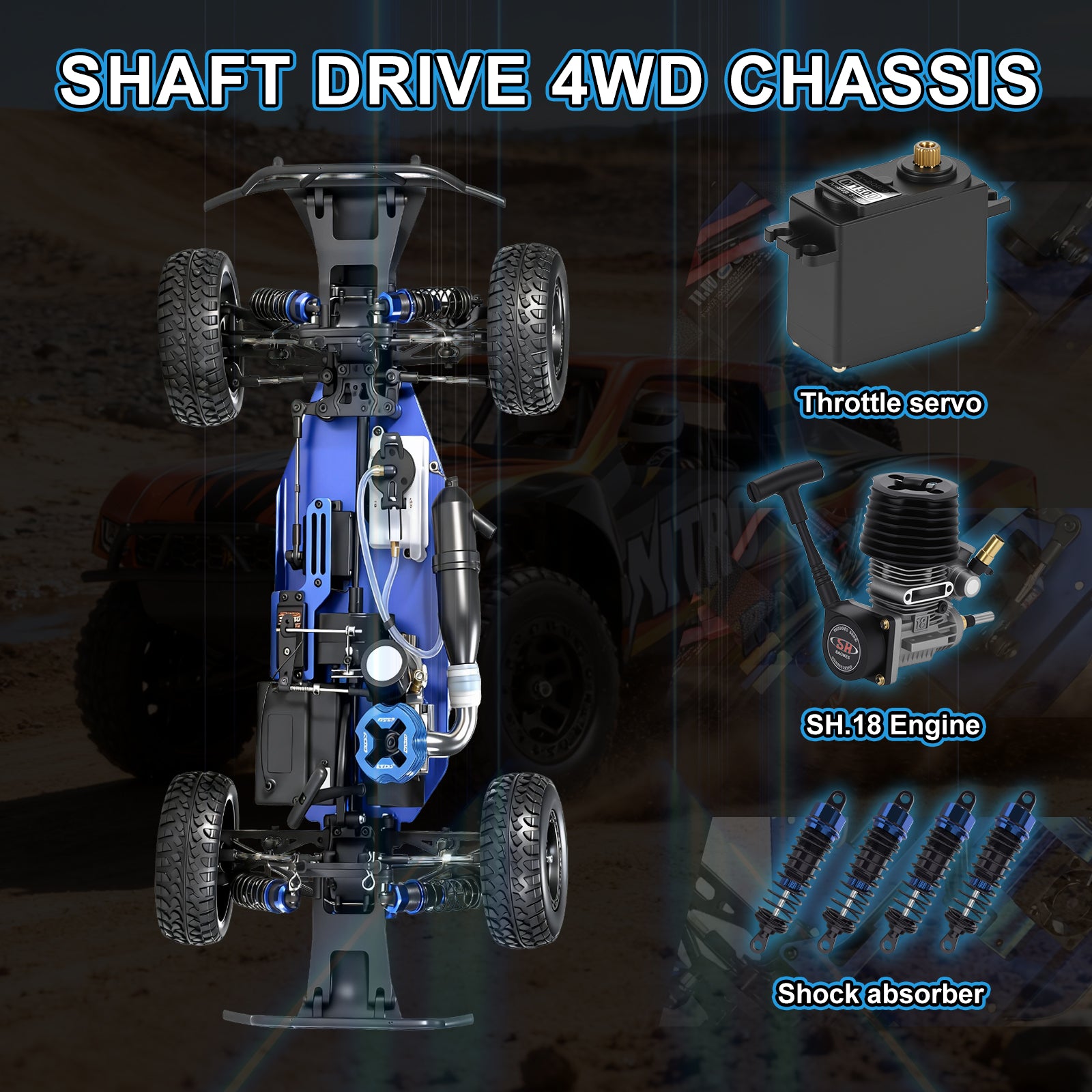 Nitro VRX RACING 1:10 Scale 4WD Off road Nitro Powered Short Course Truck RC Car #RH1008