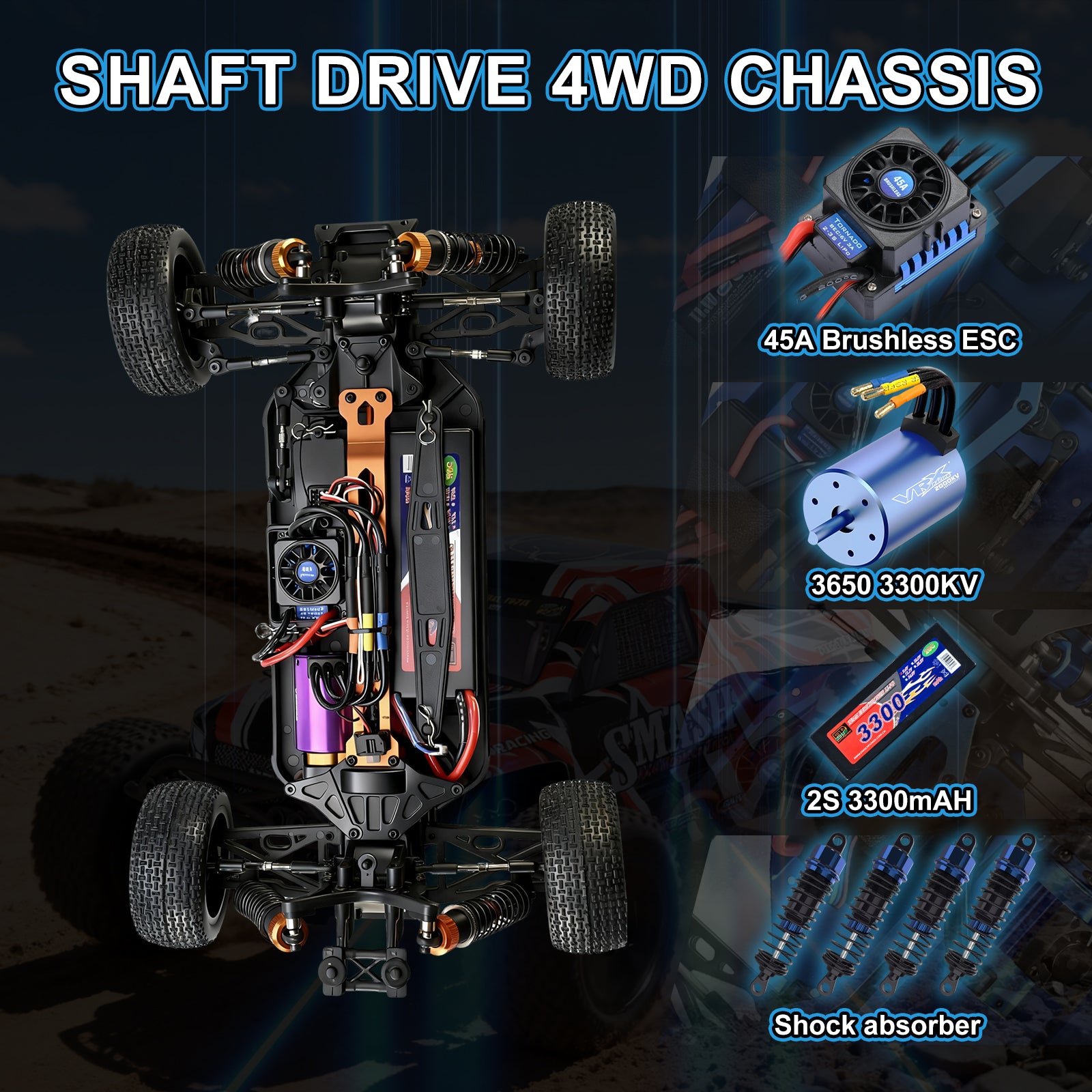 SPRINT 1/10 Scale 4WD Off-road Electric RC buggy 2.4G Brushless High Speed ​​RTR #RH1068