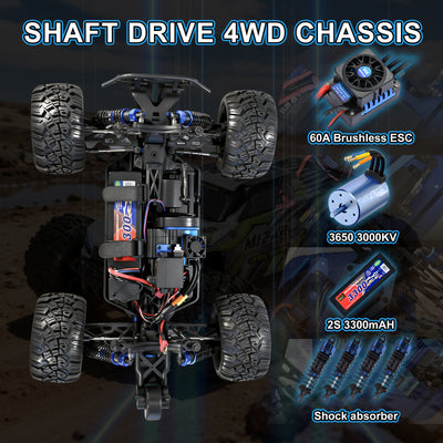 MIZAR 1/10 Scale 4WD Off-road Electric RC Truck 2.4G Brushless High Speed RTR #RH1072