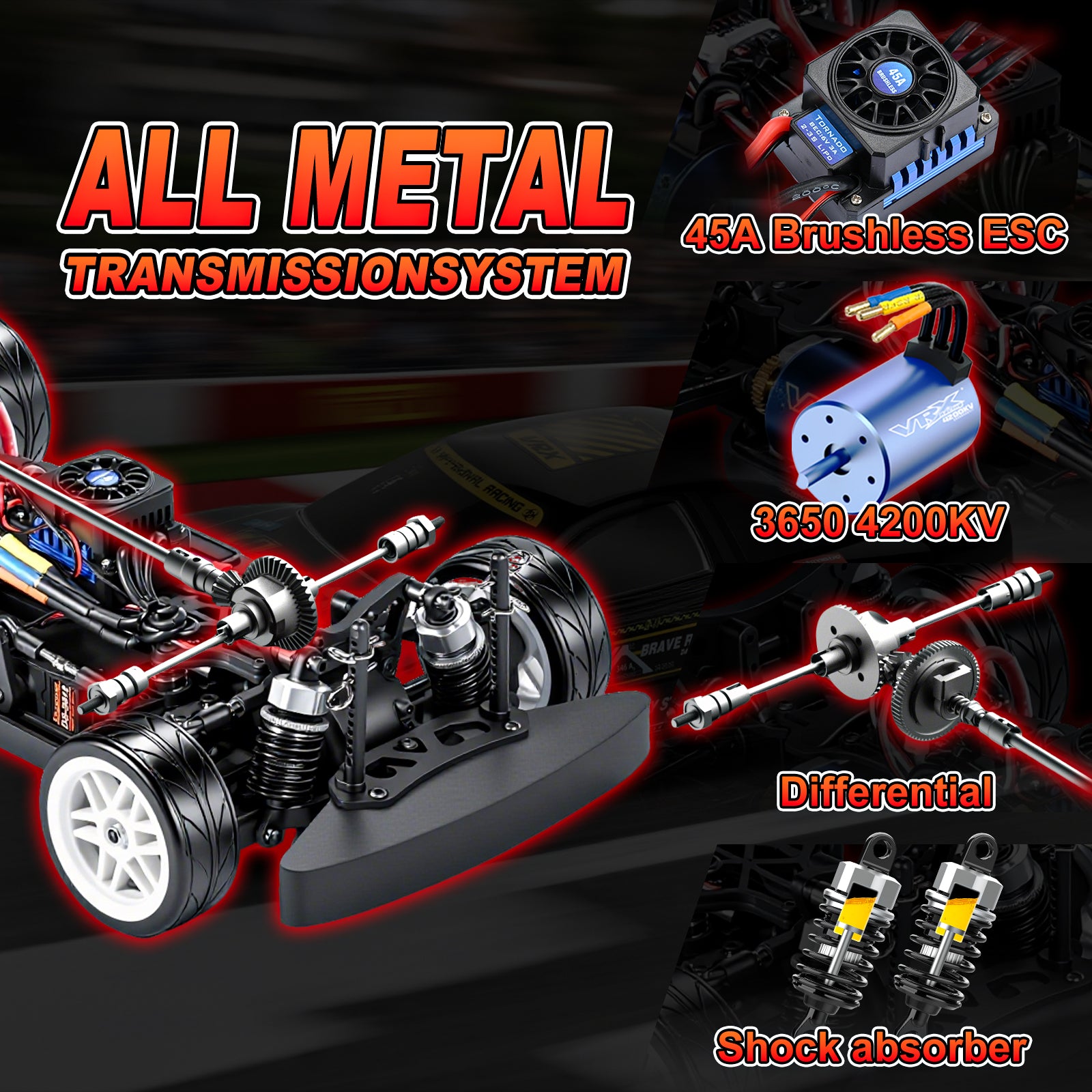 [Shipped from US]WYVERN 1/10 Scale 4WD On-road Electric RC Touring 2.4G Brushless High Speed RTR #RH1026