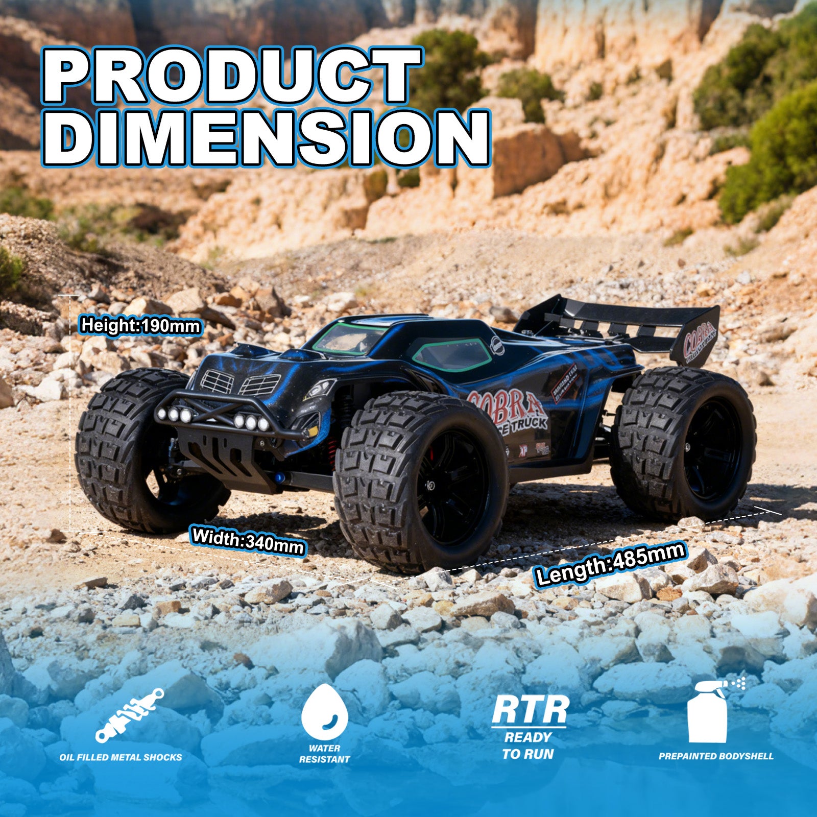 [Shipped from US ]COBRA 1/8 Scale 4WD Off-road Electric RC Truggy 2.4G Brushless High Speed RTR #RH818