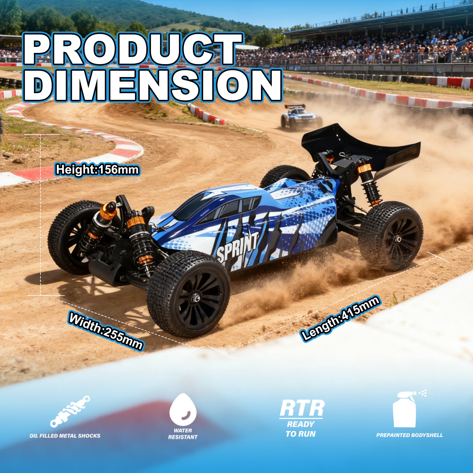 SPRINT 1/10 Scale 4WD Off-road Electric RC buggy 2.4G Brushless High Speed ​​RTR #RH1068