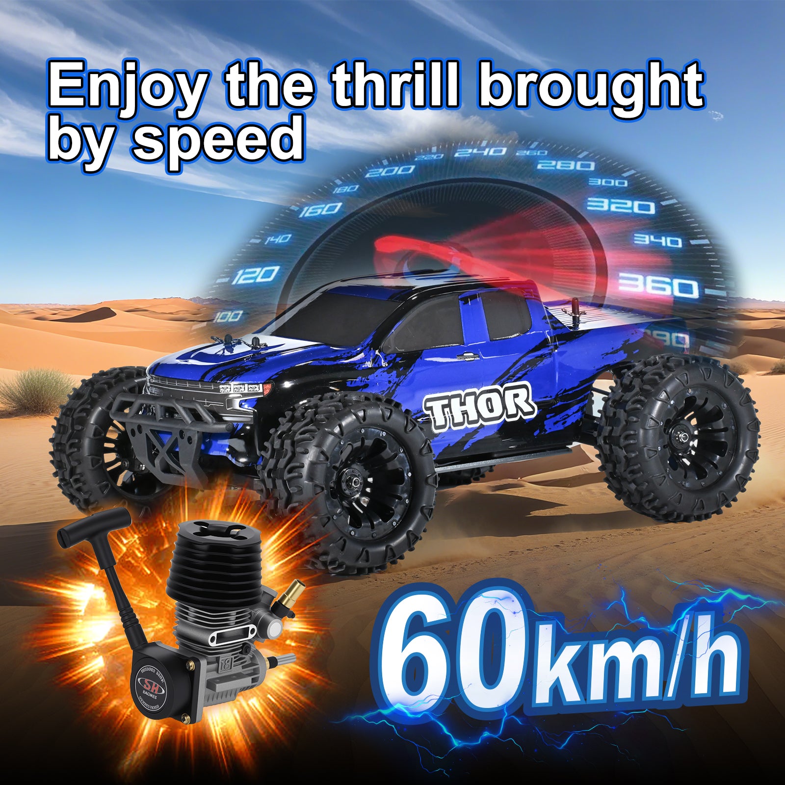 THOR Nitro VRX RACING 1:10 Scale 4WD Nitro Powered RC Truggy #RH1001