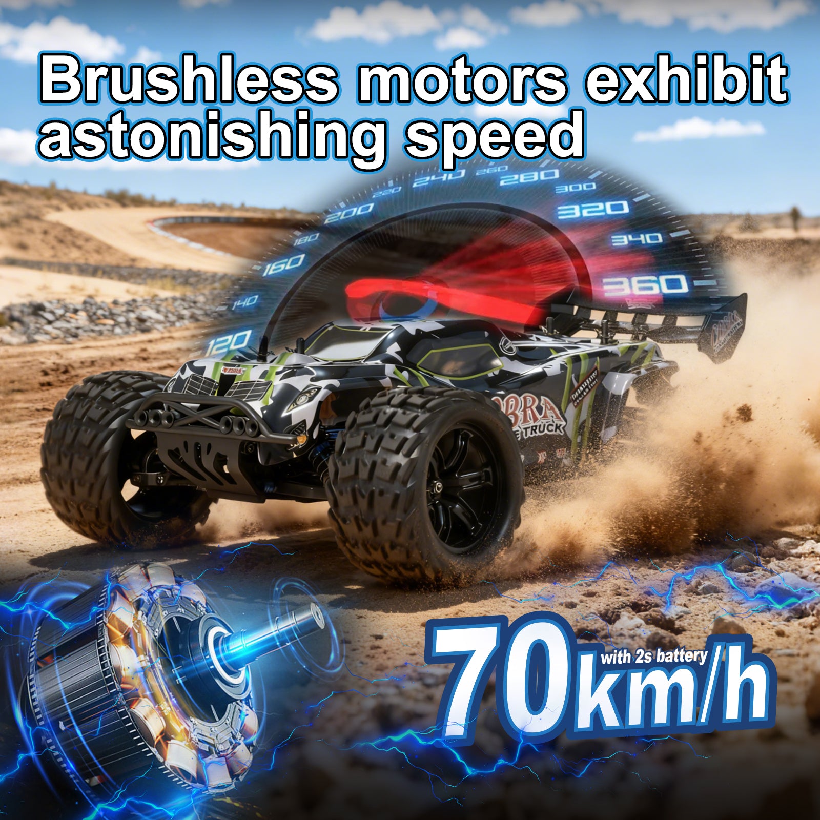 COBRA 1/8 Scale 4WD Off-road Electric RC Truggy 2.4G Brushless High Speed RTR #RH818
