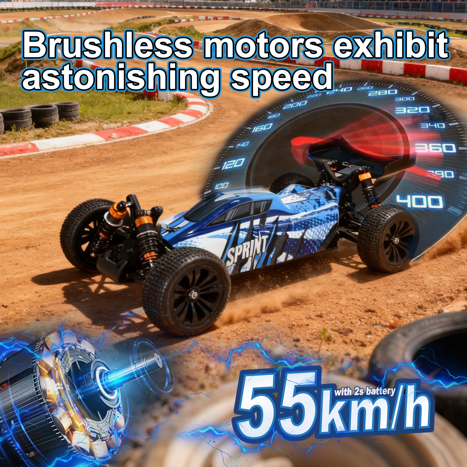 SPRINT 1/10 Scale 4WD Off-road Electric RC buggy 2.4G Brushless High Speed ​​RTR #RH1068